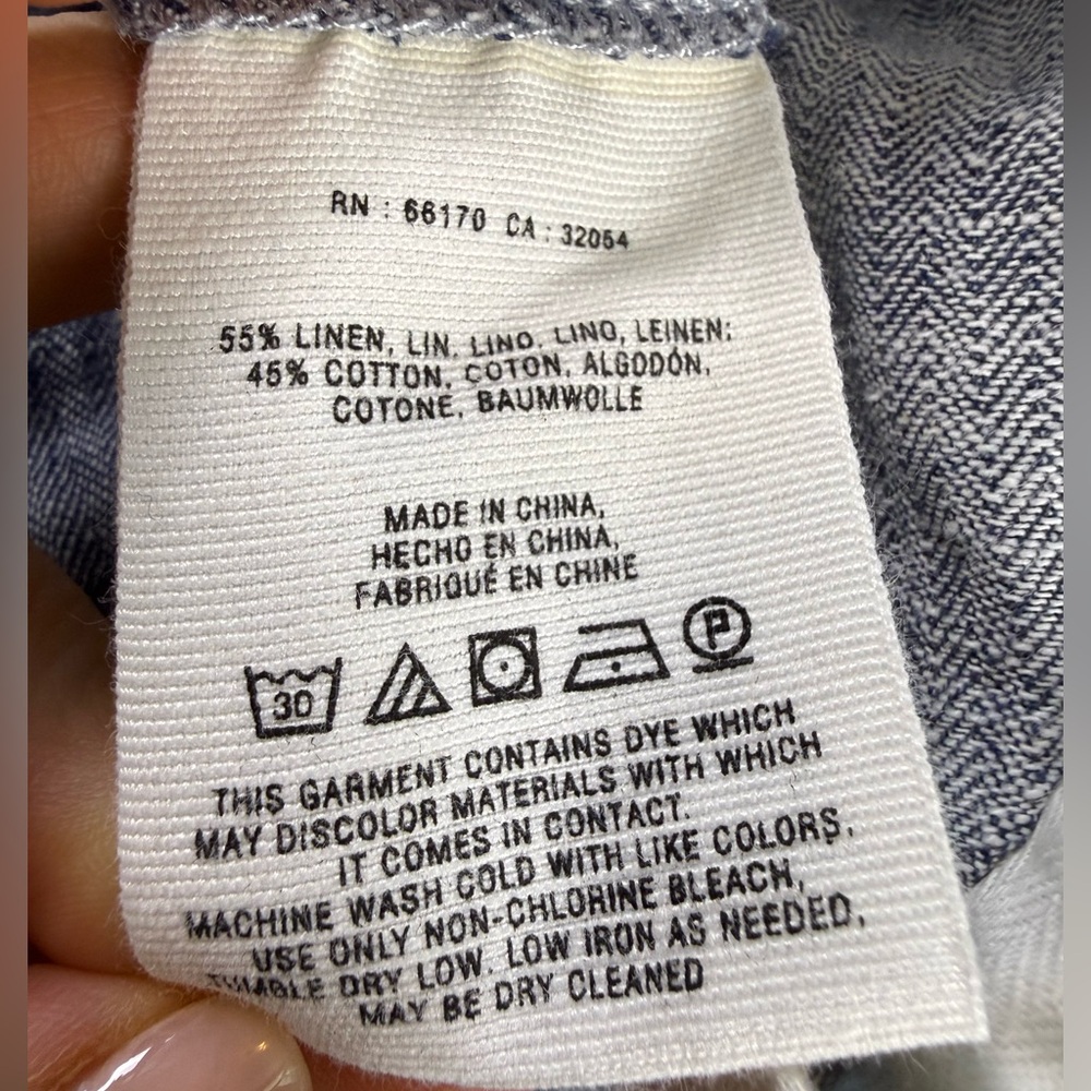 PILCRO Anthropologie Wide Leg Linen Blend Chambray Pants Blue Size 6 - Picture 7 of 11